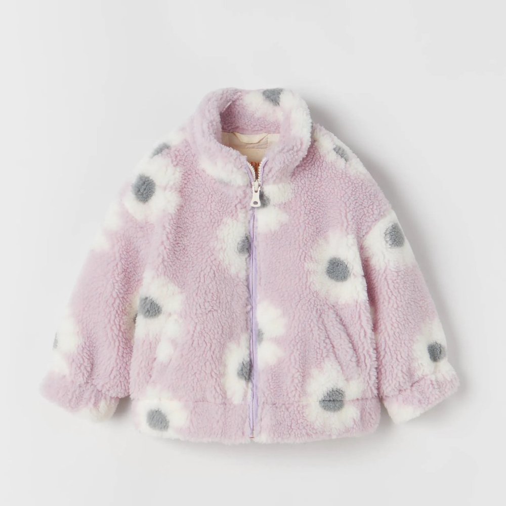 Zara Lavender Purple Faux Fur Puffer Jacket